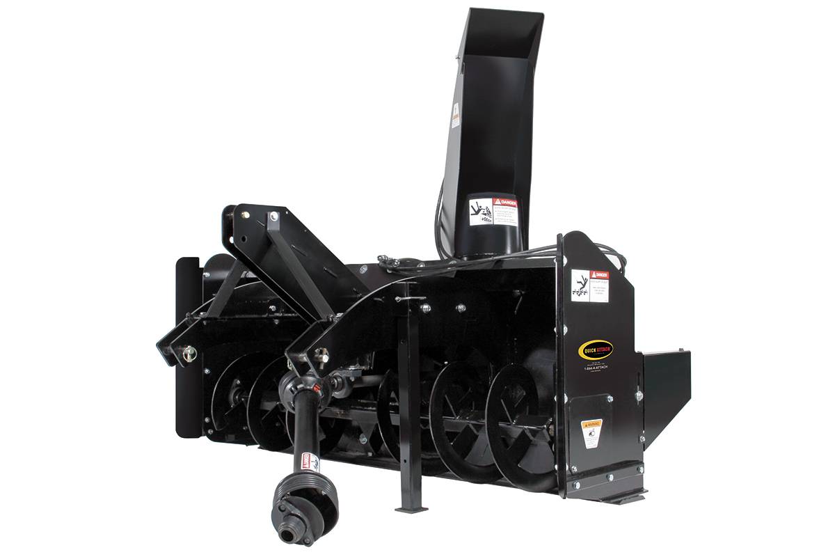 The Rear Pull PTO Snowblower allows you to drive forward while giving you the option to leave the front loader on the tractor if so desired. The blower lifts very high, so when a drift is encountered, the tractor can be turned around and backed into the drift to drag it out.