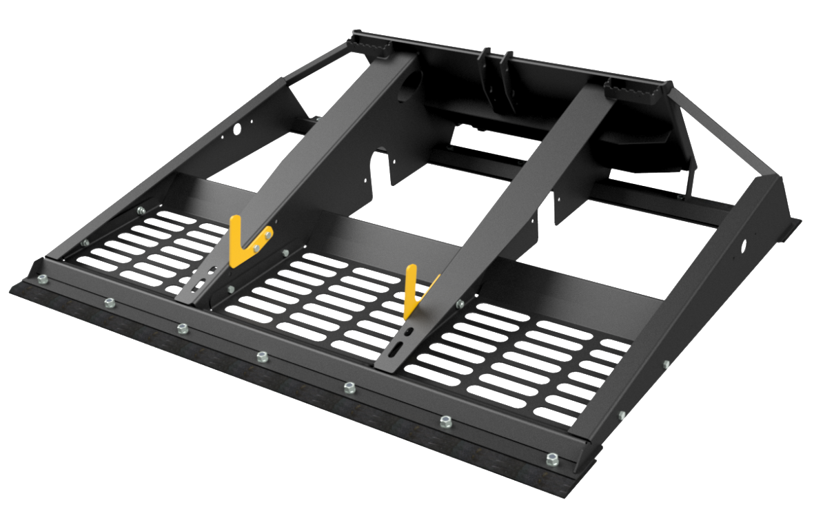 Black metal frame with grid design on a white background