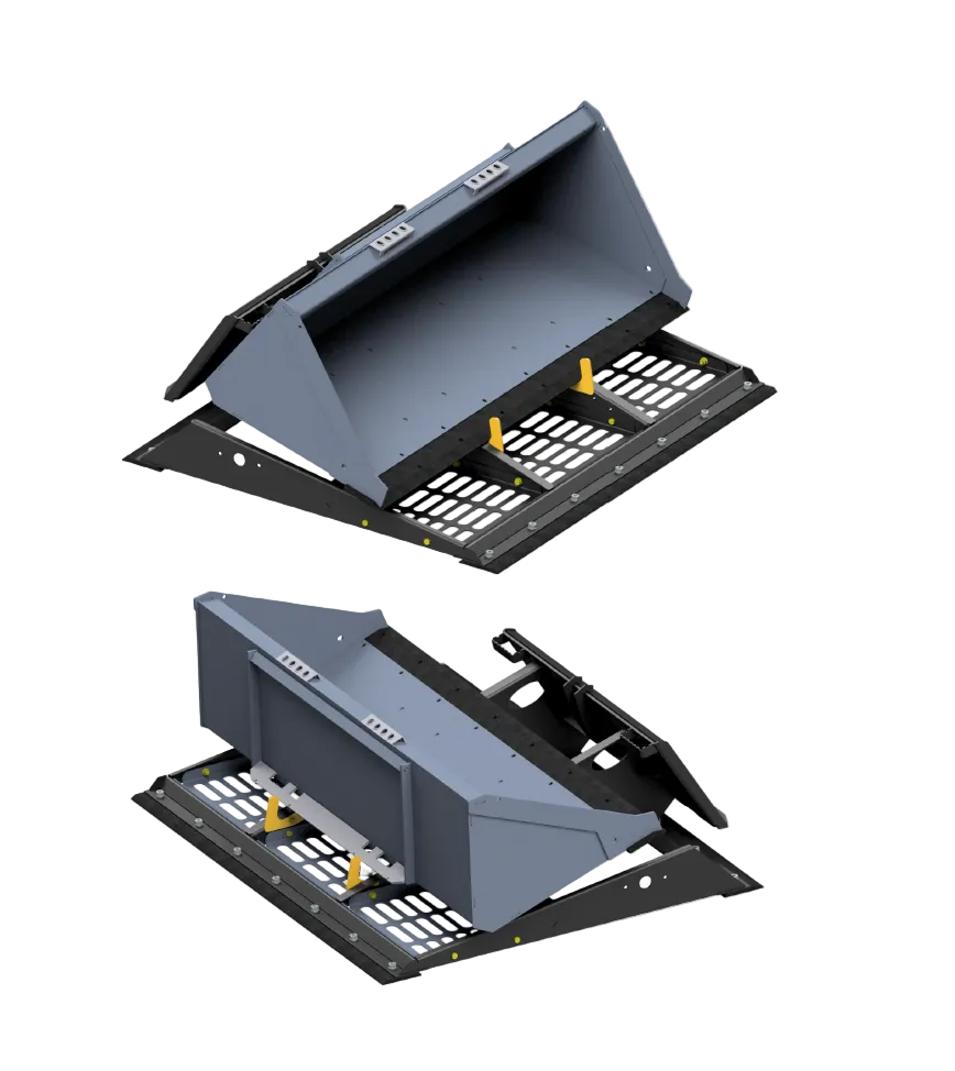 Two bucket attachments on land levelers
