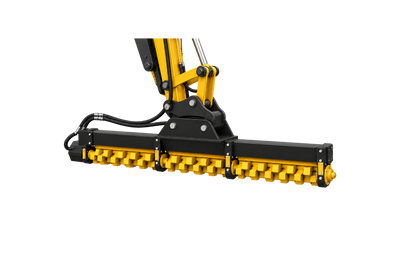Quick Attach Limb Cutter attachment with a horizontal yellow cutting rotor and black frame, shown on a transparent background.