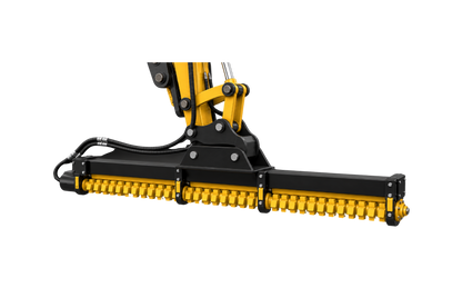 Quick Attach Limb Cutter attachment with a horizontal yellow cutting rotor and black frame, shown on a transparent background.