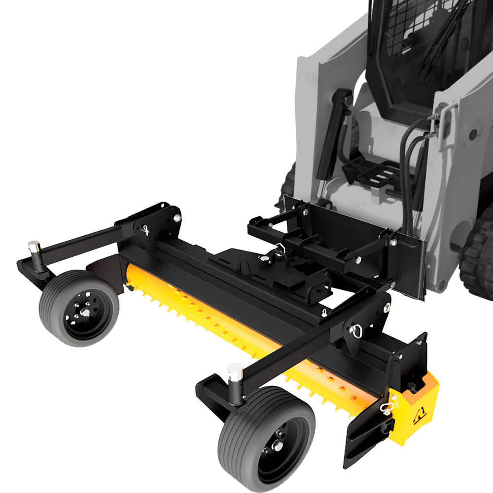 Skid steer soil conditioner attachment with spiral tungsten-carbide teeth