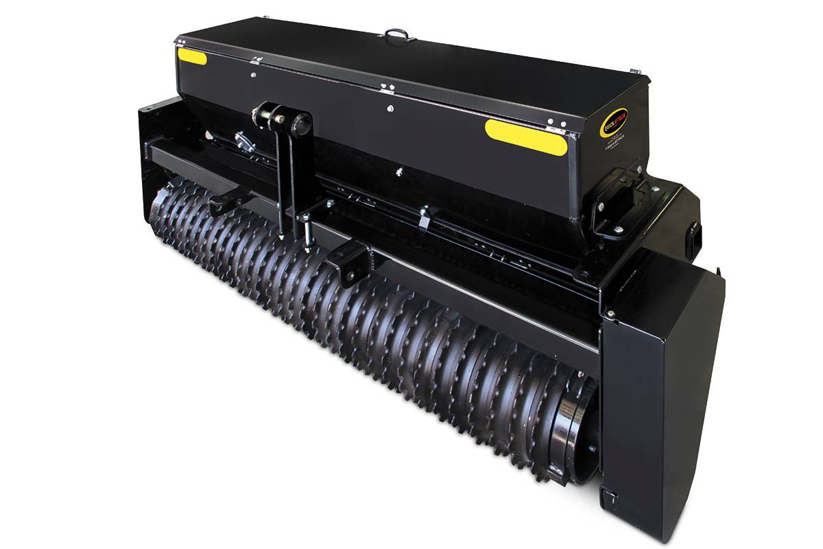 The Landscape Seeder, a bidirectional seeder, is built to handle all turf and landscape seeds. Grass seed is a very expensive commodity. Notched rollers properly place the grass seed in the top 1/2” of a properly prepared seedbed, resulting in maximum seed germination.