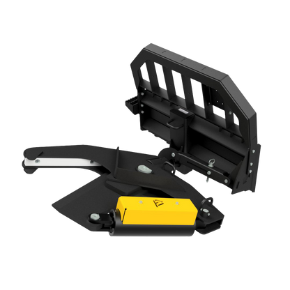 Black and yellow tree shear attachment on a white background