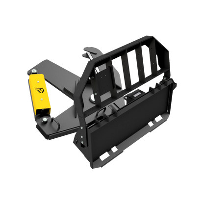 tree shear skid steer attachment on a white background