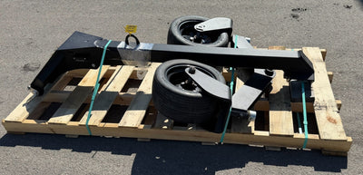 Mechanical component on a wooden pallet outdoors