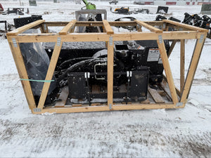 Generator in a wooden crate on a snowy ground