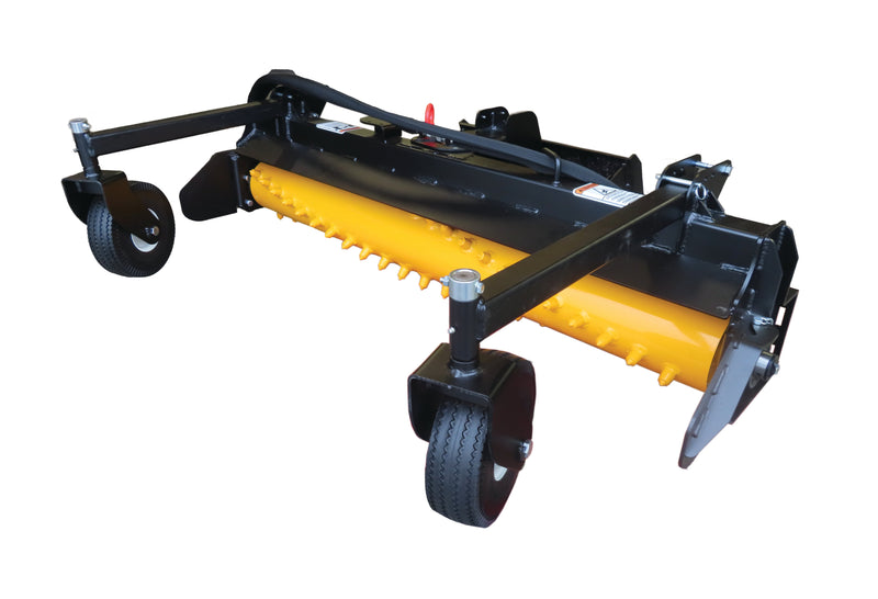 This attachment pays for itself in a very short amount of time, replacing your hand labor work crew. The versatile unit rakes stones and debris to either side or straight ahead for easy pickup. Aggressive teeth on the large diameter rotor pulverize soil like an ordinary tiller, with the benefit of faster ground speed.