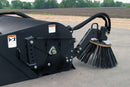 Optional curb sweeper (with steel bristle) can be moved up when not needed. (poly bristle sold separately)