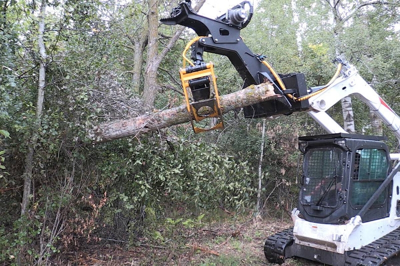   The pivot link on this skid steer attachment has greater range of motion than competing manufacturers are able to offer